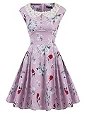 ACEVOG 1950s Vintage Rockabilly Floral Print Swing Party Dresses