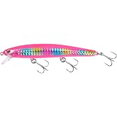 LITTMA California Surf Fishing Lures Saltwater Jerkbait Crankbait Surf Minnow 110/125 - Metallic Sardine Super Glow &amp; Pearl Pink Belly Glow Lures for Halibut &amp; Striper Fishing