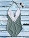 Womens One Piece Floral Lace Halter Push-up Padded Monokini Deep V Neck Swimsuit (M, Green)