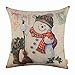 LINKWELL 18x18 inches Merry Christmas Snowman Burlap Throw Cushion Cover Pillowcase CC1188