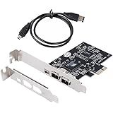 PCIe 3 Ports 1394A Firewire Expansion Card, PCI Express (1X) to External IEEE 1394 Adapter Controller (2 x 6 Pin + 1 x 4 Pin) for Desktop PC and DV Connection with Low Profile Bracket