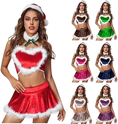Sexy Lingerie for Women Sets Naughty 3 Piece Christmas Outfits Camisole Skirt and Hat Intimate Ladies Intimate for Xmas Party