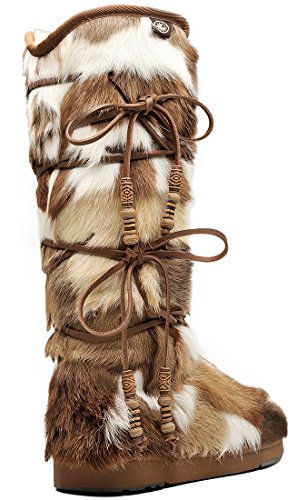 Aumu Womens Comfort Suede Fur Mid- Calf Winter Boots Chestnut Size 7 - Thumbnail 4