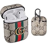 Gemfits Case Compatible with Airpods 1&2, Leather 3D Luxury Classic Elegant Character Design Cover, Girls Ladies Men Women Stylish Fashion Chic Cool Designer Skin Airpod, Cases for Air pods Green G