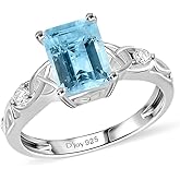 SHOP LC DELIVERING JOY Blue Topaz Ring in 925 Sterling Silver Birthstone Rings for Women - Promise Wedding Engagement Jewelry Gifts for Womens