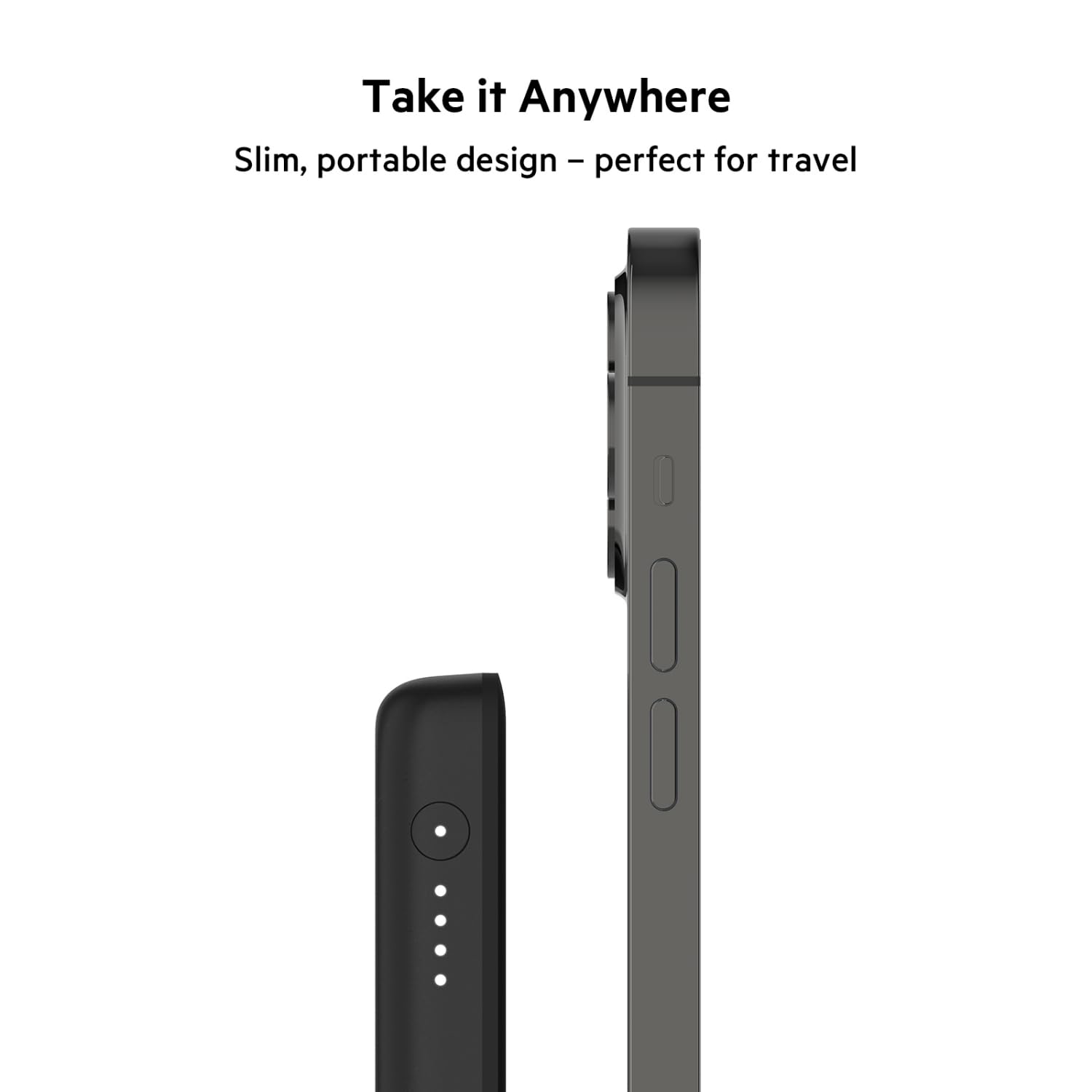 Belkin Portable Charger, MagSafe Charger Wireless Power Bank - 7.5W Wireless Charger - Portable Magnetic Battery Pack for iPhone 16, 15, 14, 13, Plus, Pro, Max, AirPods, Google Pixel 10, etc. - Black