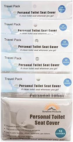 Personal Toilet Seat Cover, Travel Pack of 5 Packs (50-Count)