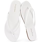 mazeskin Women's Memory Foam Comfortable Flat Thong Sandals Dressy Summer Beach Leather Slide Flip Flops