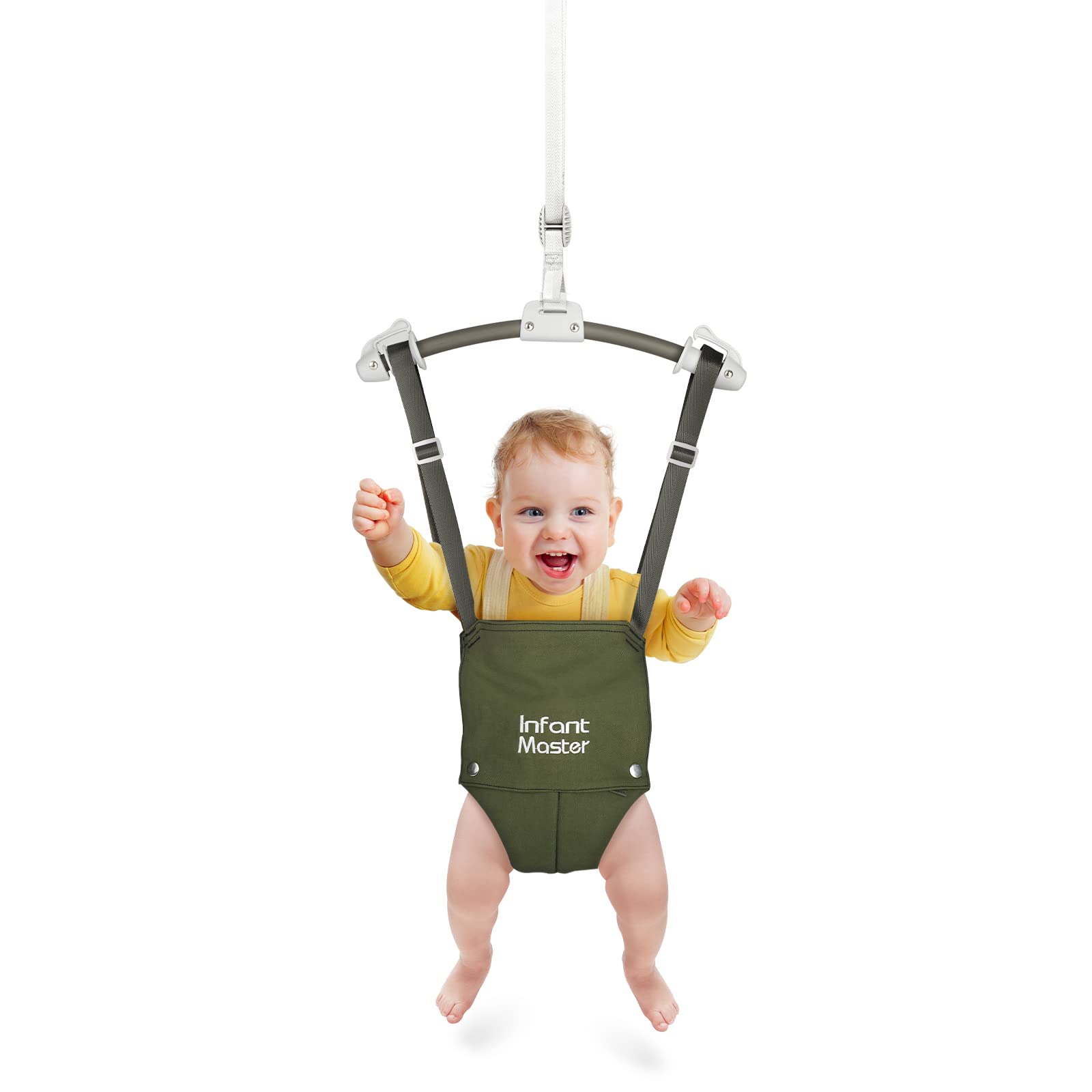 Photo 1 of Master Baby Doorway Jumper - Sturdy with Adjustable Strap, Soft Johnny Bouncer Seat, Ideal Gift for Infant, Free Installation, Green