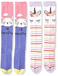 Brand - Calcetines hasta la rodilla Spotted Zebra Girls, paquete de 4