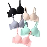 Pack of 5,Women Comfort No Wire Bras Seamless No Show Bra Pack