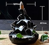 2500 Silk Art Ceramic Glaze Incense Smoke Cone Burner Backflow Censer Tower Holder Porcelain Decoration Charcoal Ash Catcher Tray Bowl for Yoga Bedroom DLXL-QJYT