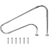 DOEL Pool Handrail, 304 Stainless Steel 48x30 Swimming Pool Stair Rail with Easy Mount Base, Humanized Silver Rustproof Pool Handrail for In-ground Pools (48 * 30)