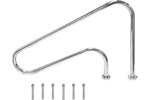 DOEL Pool Handrail, 304 Stainless Steel 48x30 Swimming Pool Stair Rail with Easy Mount Base, Humanized Silver Rustproof Pool Handrail for In-ground Pools (48 * 30)