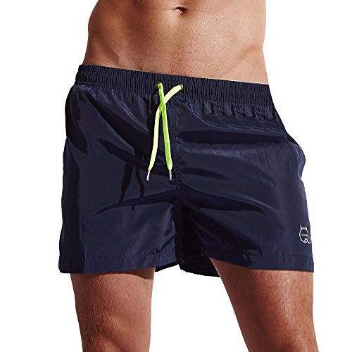 Xturfuo Men's Swimming Trunks Quick-Drying Holiday Beach Sports Shorts Black