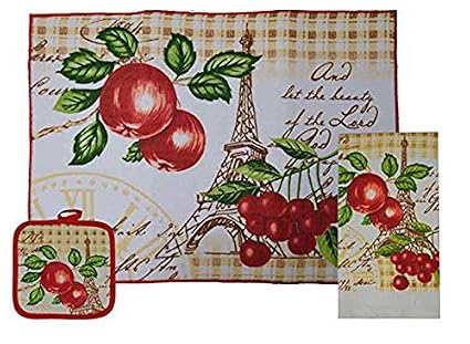 Set 3 Kitchen Linen Value Pack. (Apples)
