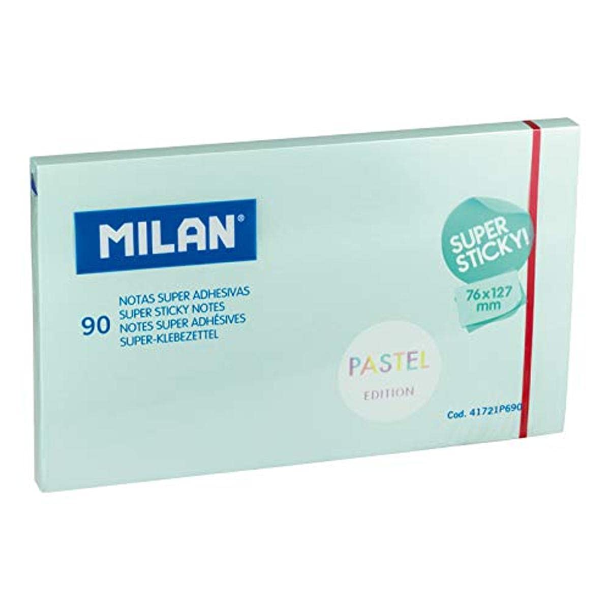 MILAN 1 Pad 90 Super Sticky Notes Pastel Blue 76 x 127 mm, Multicoloured, 76 x 127 mm