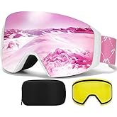 VCOROS Magnetic Ski Goggles with Quick Change Lens, OTG Design, Anti-Fog snow goggles, Helmet Compatible Snowboard Goggles