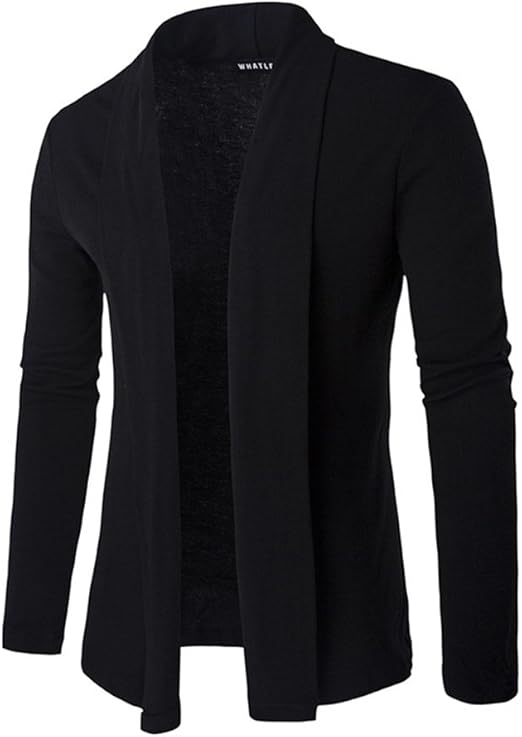 DALAI suéter de cárdigan sin botones, color negro cálido, para hombre