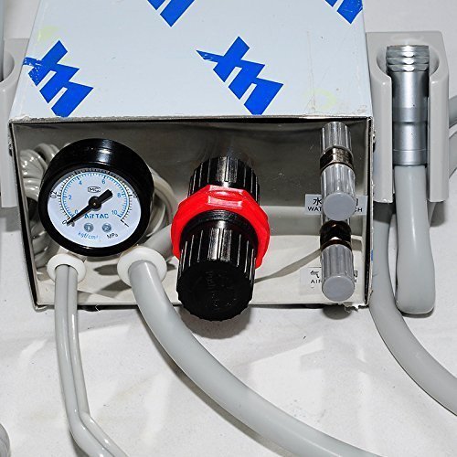 NSKI Portable Mini Unit Compressor 2 Holes with Water Bottle+ one Set High & low Speed Handpiece kit EX-203C 2 holes Wrench Type