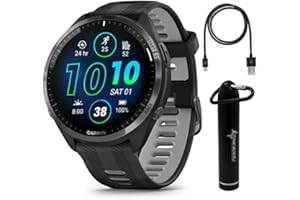 Wearable4U - Garmin Forerunner 965 Premium GPS Running and Triathlon 47mm Smartwatch with AMOLED Touchscreen Display, Carbon Gray DLC Titanium Bezel with Black Silicone Band with E-Bank Bundle