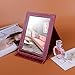 DUcare Folding Mirror Portable Travel PU Portable Adjustable Rectangular Ultrathin Vanity Mirror with Stand Pink