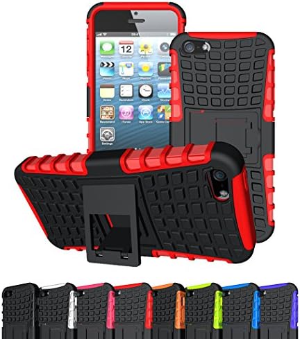 iPhone SE Case, iPhone 5S Case, Viodolge [Shockproof] Hybrid Tough Rugged Dual Layer Protective Case Cover with Kickstand for Apple iPhone SE / 5S / 5 (red)