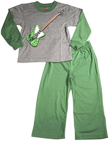 Wes and Willy Green Guitar Pajamas for Little Boys 4