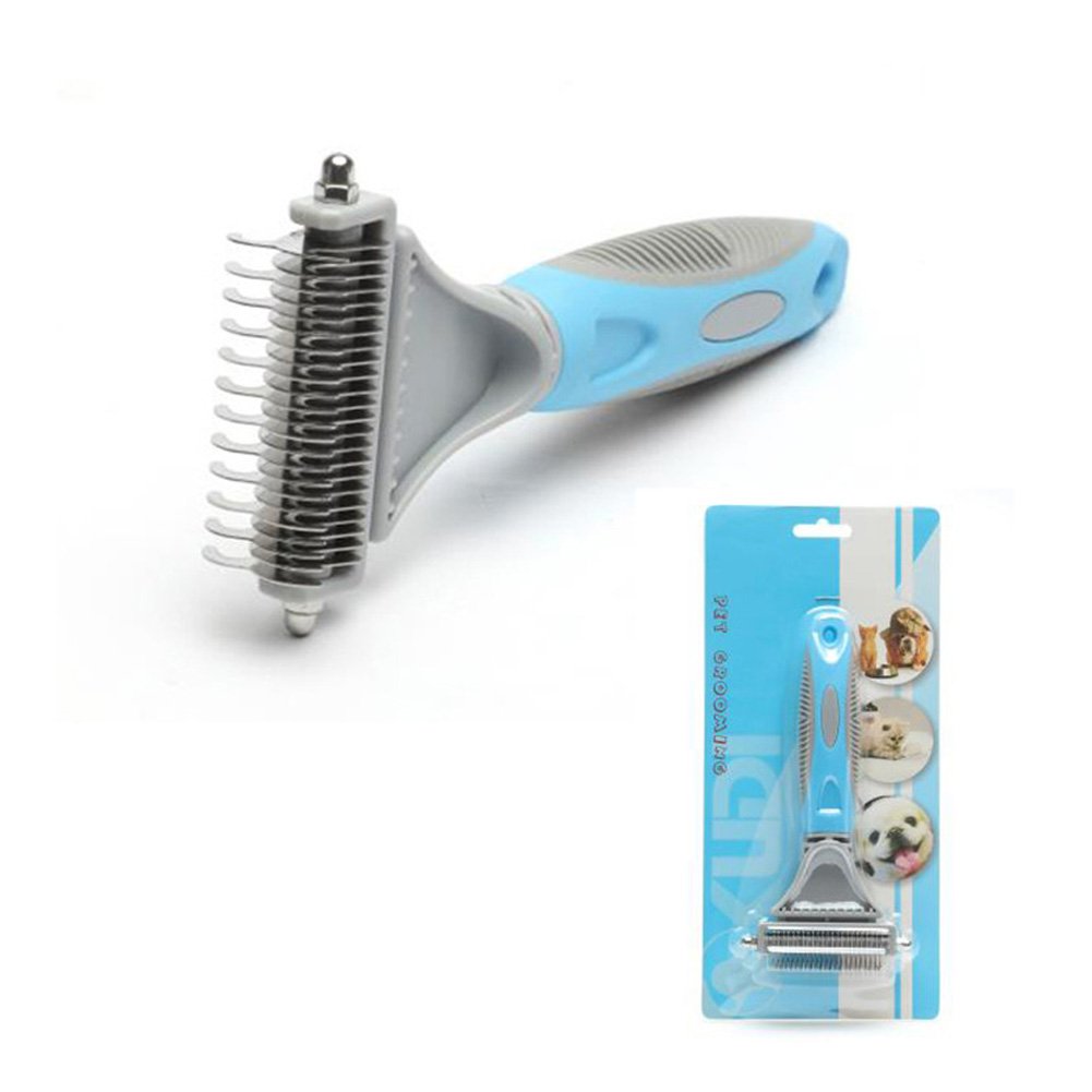 Pet Dematting Tool for Dogs - Dog Grooming Comb Professional Pet Rake Brush with 2 Sided Stainless Steel Grooming for Dogs and Cats with Medium and Long Hair Fur Perfection