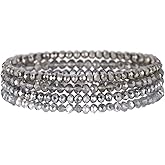 ChungLong0593 Boho Colorful Stackable Crystal Glass Beads Stretch Bracelets Multilayered Bracelets for Women Bohemian Jewelry