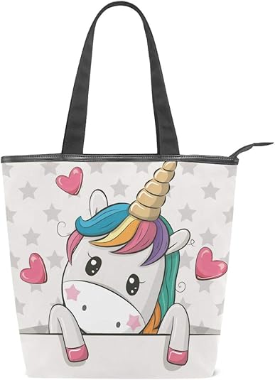 Ahomy Tragetaschen für Frauen, süße Sterne, Einhorn aus Segeltuch mit