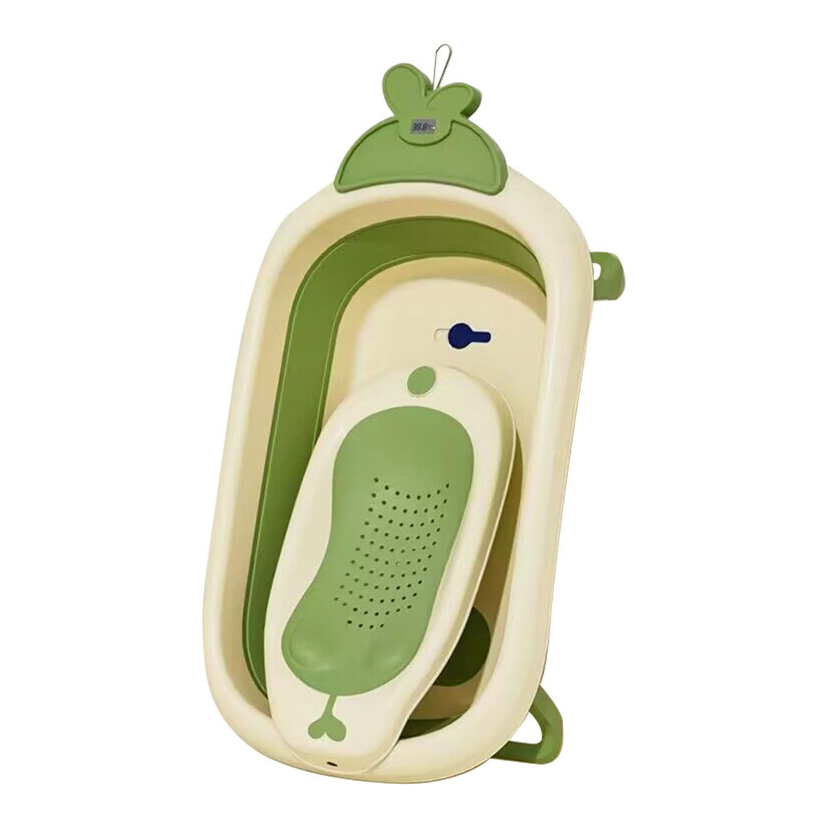 ZOOBLY ベビーバス 折り畳み 大きめ 新生児 湯温計付き 最新改良ベビーバスラックセット バスチェア 赤ちゃん 子供用風呂 折りたたみ式ベビーバス 沐浴 ベビー用浴槽 バスクッション 滑り止め設計 お風呂サポート 収納簡単商品画像