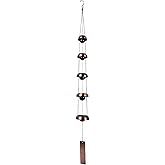 CALIDAKA Bell Wind Chimes Temple Wind Bell Copper Wind Chimes with 5 Bells Feng Shui Wind Chime Memorial Wind Chime Musically Tuned Chime Quintet Temple Bells for Home Yard Balcony Outdoor