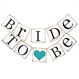 Ling's moment Bride To Be Banner with Teal Glitter Heart, Wedding Bunting Garland - Chair Sign, Bridal Shower Decor, Bachelorette Party, Wedding Banners
