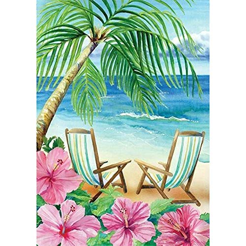 5D Diamond Painting Mosaic Making 5D DIY Full Drill Diamond Painting Beach Chairs Cross Stitch Embroidery Kit - Thumbnail 7