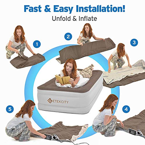 Etekcity Air Mattress Upgraded Twin Size Inflatable Airbed Blow Up Air