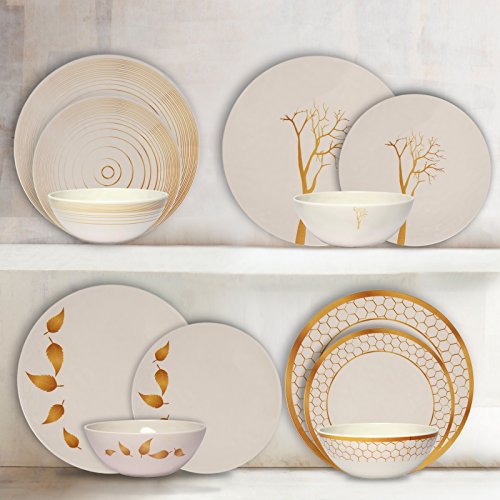 Melange 6Piece 100 Melamine Dinner Plate Set (Gold Nature Collection