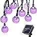 Icicle Halloween Solar String Lights, 20ft 30 LED Outdoor Globe Crystal Ball Lights DIY Lighting for Home, Patio, Lawn, Garden,Christmas Halloween Decorations (Purple)