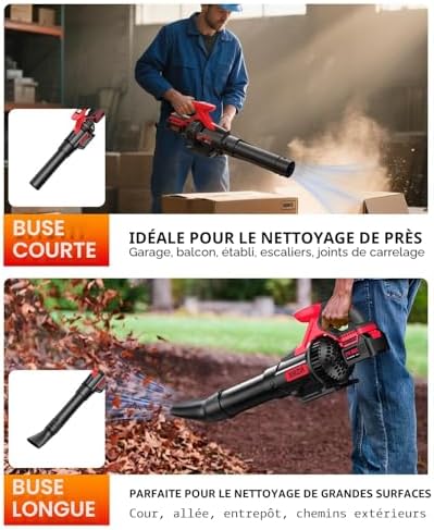 Souffleur de Feuilles sans Fil avec Écran LCD, 3 Vitesses, 2×4.0Ah Batteries et Chargeur Rapide, Souffleur Électrique Léger pour Entretien du Jardin, Allée, Feuilles, Poussière et Neige