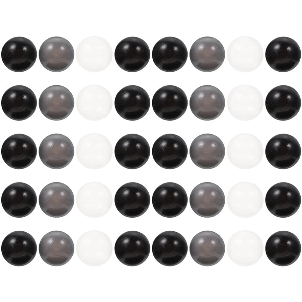 PRETYZOOM 100pcs Colorful Ball Pit Balls for Kids, 5.5cm Black White Dark Grey Pit Balls Small Plastic Toy Ocean Playhouse Pool Ball Accessories Toys