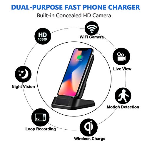 WiFi Hidden Camera Wireless Phone Charger Spy Camera, KAPOSEV 1080P