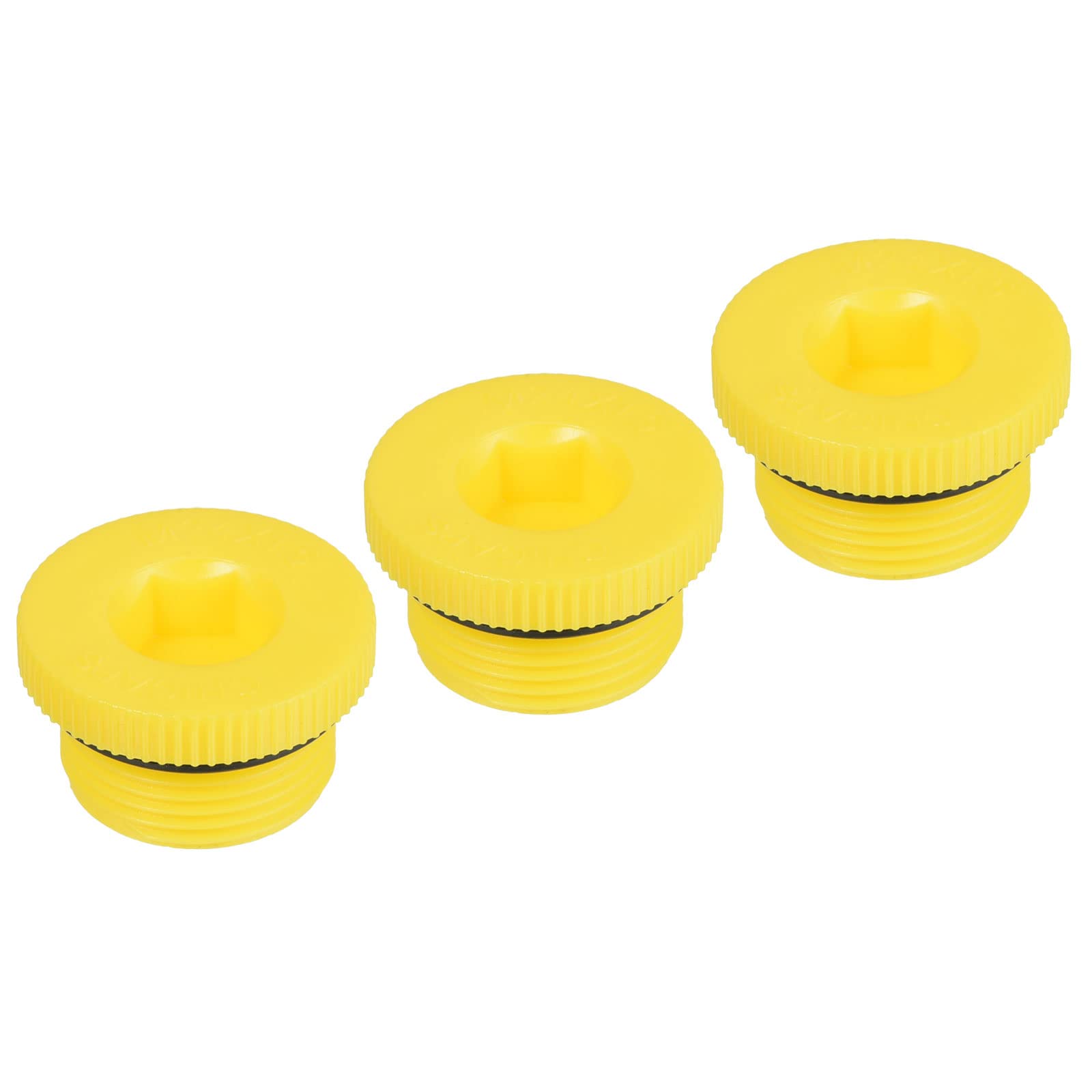 PATIKIL Hold Plugs M24x1.5, 3 Pack PP Plastic Male Threaded Hex Socket Sealing Screw End Cap, Yellow
