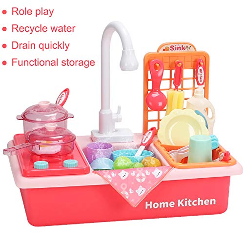 Kinder Küche Spüle Spielzeug,Kinder Waschbecken Küche Spielküche,Elektrisch Küche Spielzeug Sets mit Zubehör,Küchen… – Bild 6