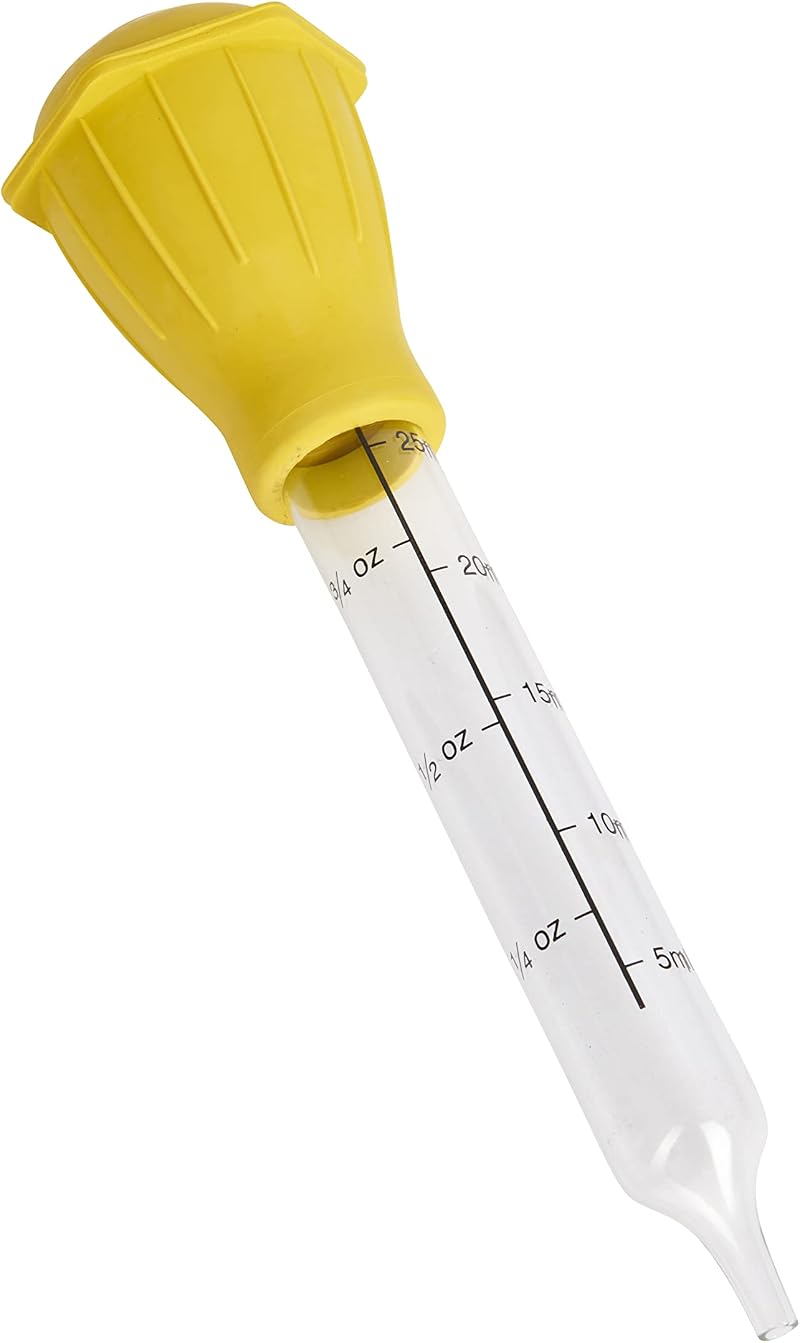 KitchenCraft Traditional Baster Glass Rubber 3 cm Yellow Clear