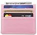 DEEZOMO Genuine Leather RFID Blocking Card Case Wallet Slim Super Thin 6 Card Slots Compact Wallet (Pink)