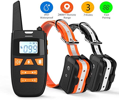 Haliluya Shock Collar for 2 Dogs, Rechargeable 100% Waterproof Dog Training Collar,2000FT Range Dog Shock Collar with Remote, 3 Modes Beep/Vibration/Shock Collar for Small Medium Large Dogs