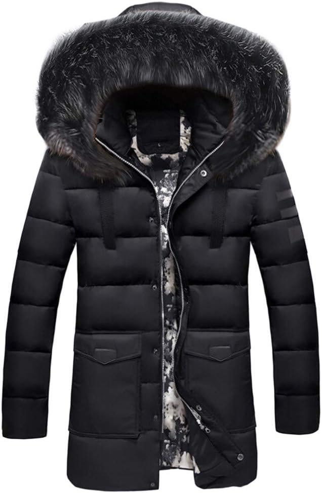 MODOQO Men's Winter Warm Parka Coat Long Purffer Plus Size Zipper Jacket Overcoat