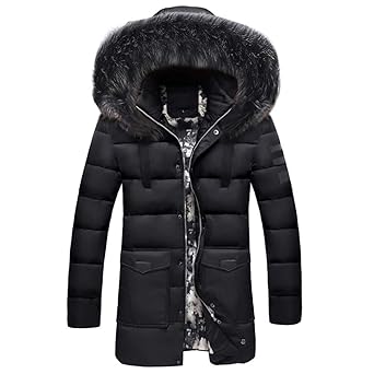 Celucke Parka Herren Warme Dicke Winterparka mit Kunstfell Kapuze,Männer Winterjacke Daunenparka Mode Kapuzenjacke