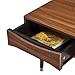 Teamson Home Dawson 40 in. x 21.63 in. Wooden Mid-Century Modern Coffee Table with Drawer and Shelf, Walnut with Brass Leg Tips