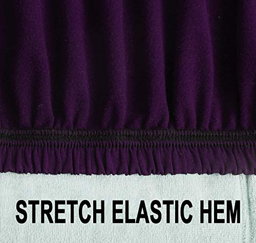 WOMACO Dining Room Bench Covers Stretch Spandex Upholstered Bench Seat Cushion Slipcovers for Kitchen Dining Bench Seat Protector (Purple, Medium) - Thumbnail 4